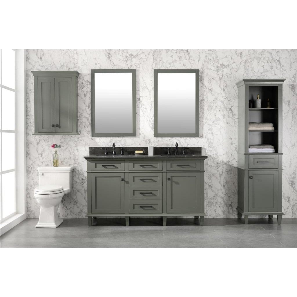 Legion Furniture 60" Pewter Green Finish Double Sink Vanity Cabinet With Blue Lime Stone Top WLF2260D-PG