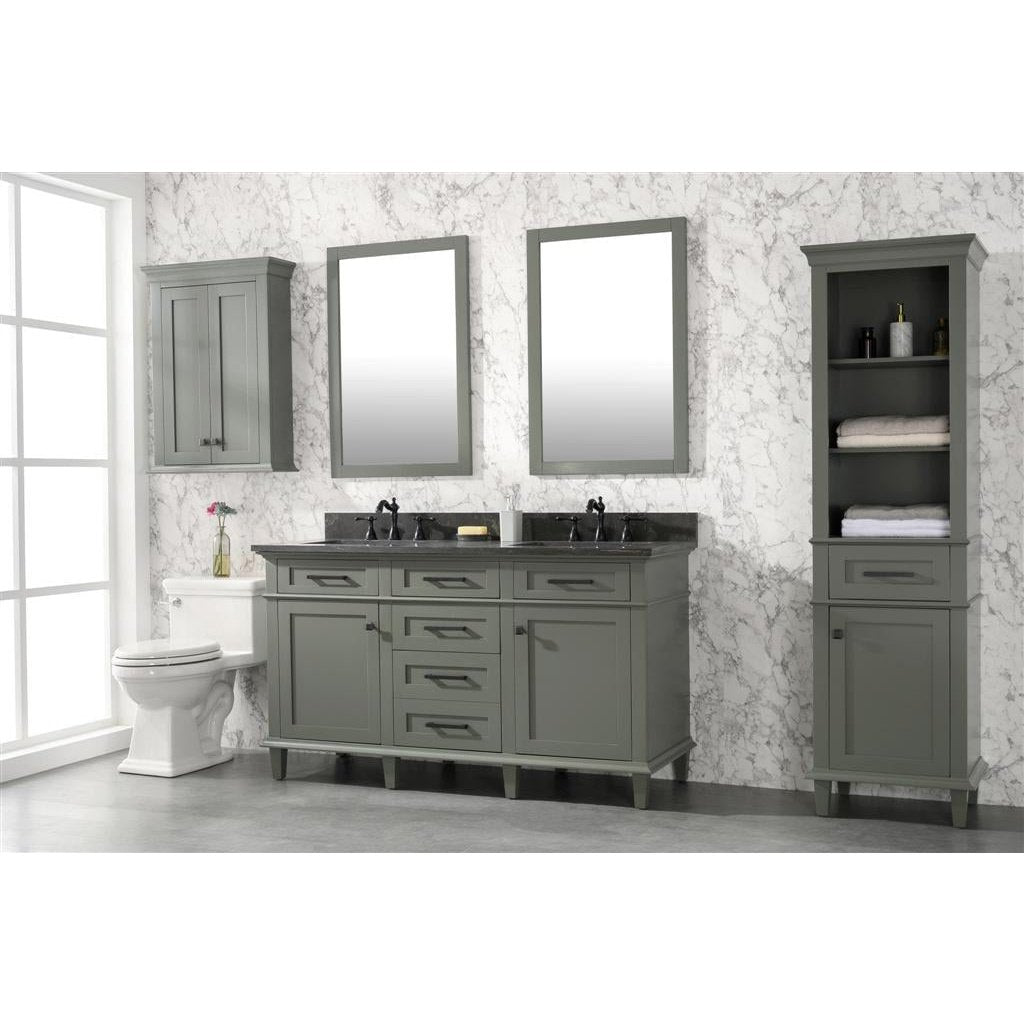 Legion Furniture 60" Pewter Green Finish Double Sink Vanity Cabinet With Blue Lime Stone Top WLF2260D-PG