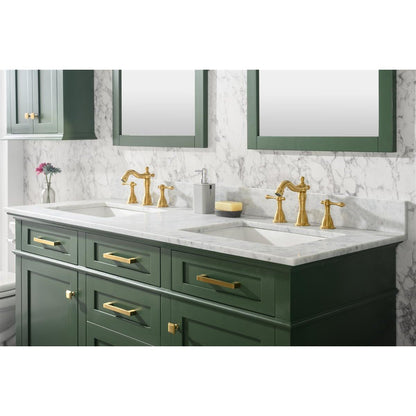 Legion Furniture 60" Vogue Green Finish Double Sink Vanity Cabinet With Carrara White Top WLF2260D-VG