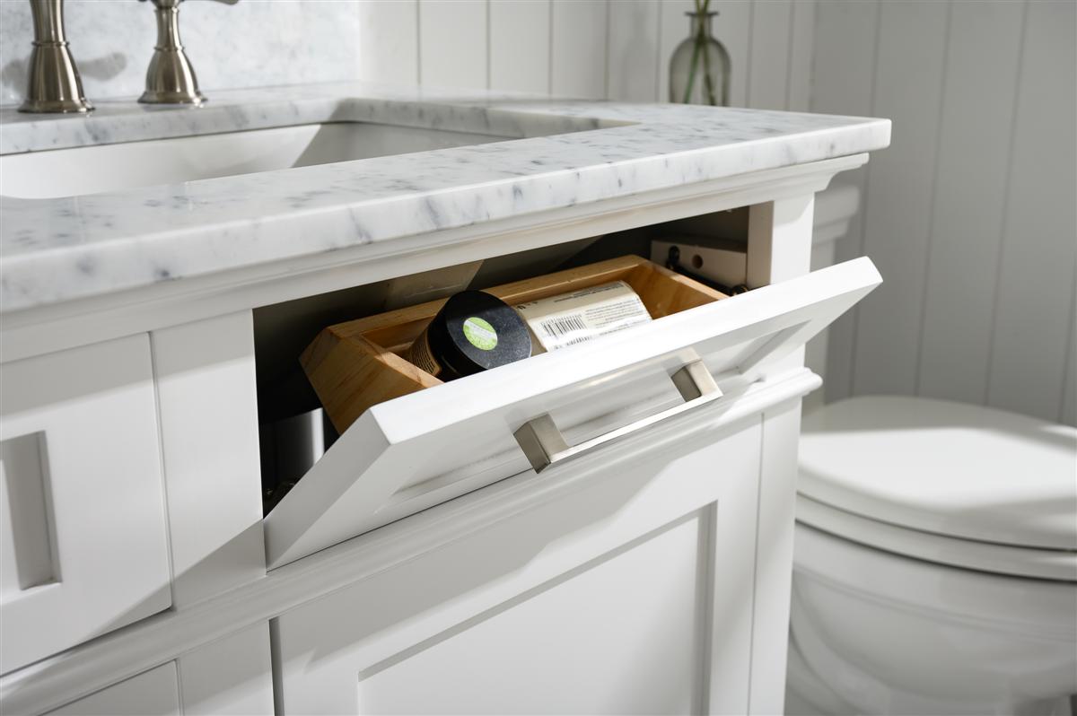 60" Haven Vanity with Double Sinks and Carrara Marble Top in White Finish