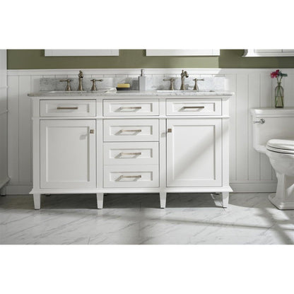 Legion Furniture 60" White Finish Double Sink Vanity Cabinet With Carrara White Top WLF2260D-W