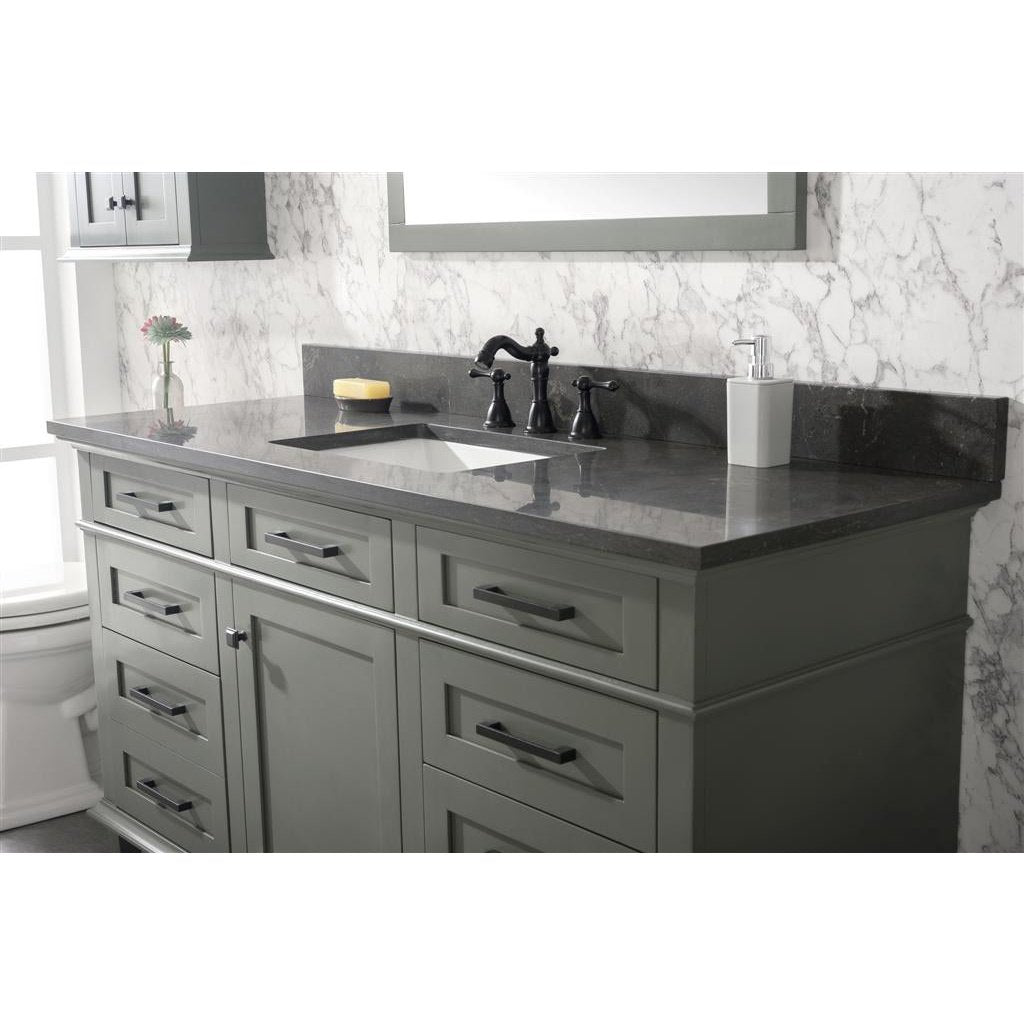 Legion Furniture 60" Pewter Green Finish Single Sink Vanity Cabinet With Blue Lime Stone Top WLF2260S-PG