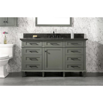 Legion Furniture 60" Pewter Green Finish Single Sink Vanity Cabinet With Blue Lime Stone Top WLF2260S-PG