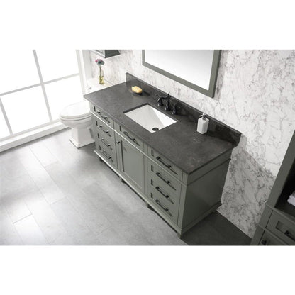 Legion Furniture 60" Pewter Green Finish Single Sink Vanity Cabinet With Blue Lime Stone Top WLF2260S-PG