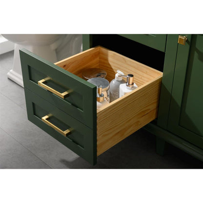 Legion Furniture 60" Vogue Green Finish Single Sink Vanity Cabinet With Carrara White Top WLF2260S-VG