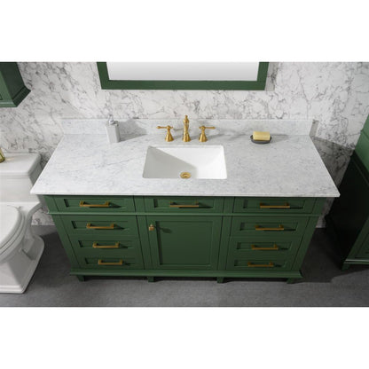 Legion Furniture 60" Vogue Green Finish Single Sink Vanity Cabinet With Carrara White Top WLF2260S-VG