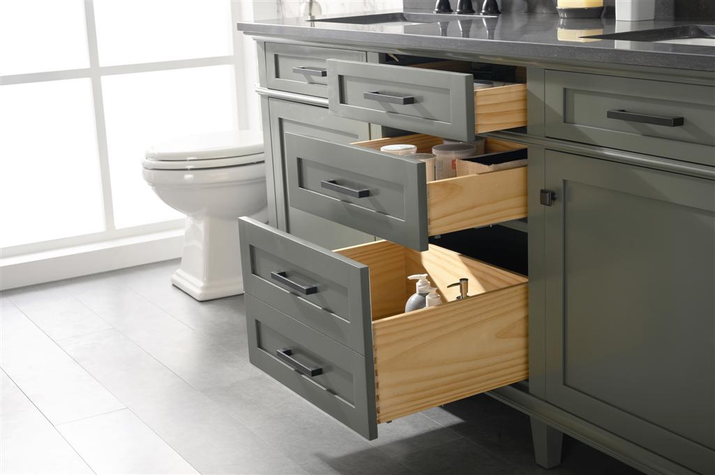 72" Haven Vanity with Double Sinks and Blue Limestone Top in Pewter Green Finish