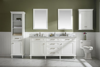 72" Haven Vanity with Double Sinks and Carrara Marble Top in White Finish