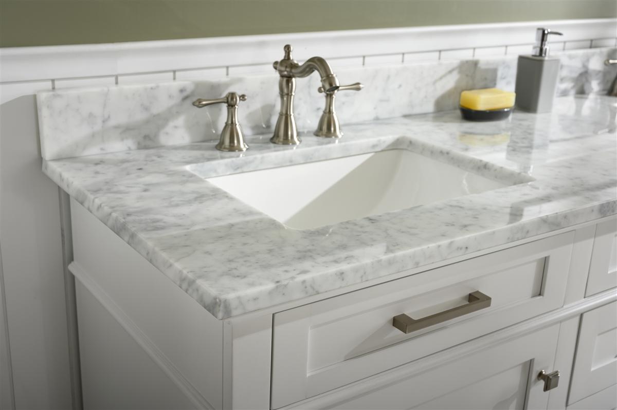 72" Haven Vanity with Double Sinks and Carrara Marble Top in White Finish