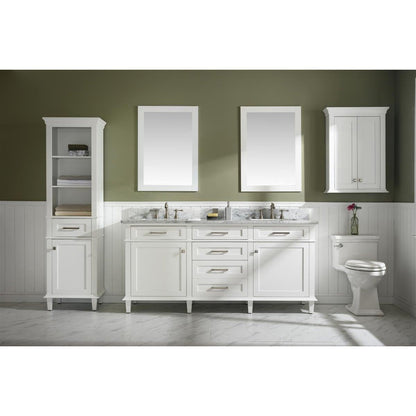 Legion Furniture 72" White Double Single Sink Vanity Cabinet With Carrara White Top WLF2272-W