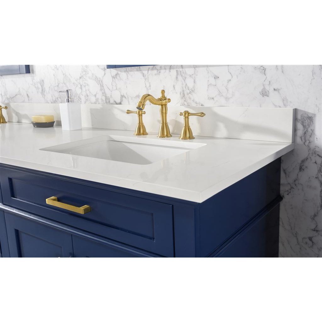 Legion Furniture 80" Blue Double Sink Vanity Cabinet With Carrara White Quartz Top Wlf2280-Cw-Qz WLF2280-B