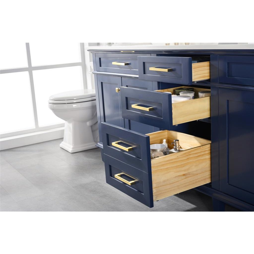 Legion Furniture 80" Blue Double Sink Vanity Cabinet With Carrara White Quartz Top Wlf2280-Cw-Qz WLF2280-B