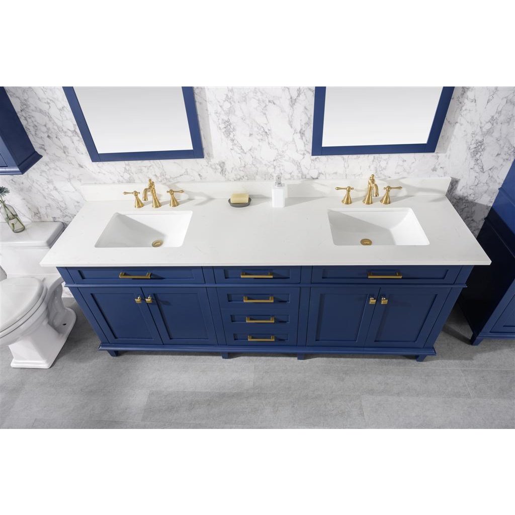 Legion Furniture 80" Blue Double Sink Vanity Cabinet With Carrara White Quartz Top Wlf2280-Cw-Qz WLF2280-B