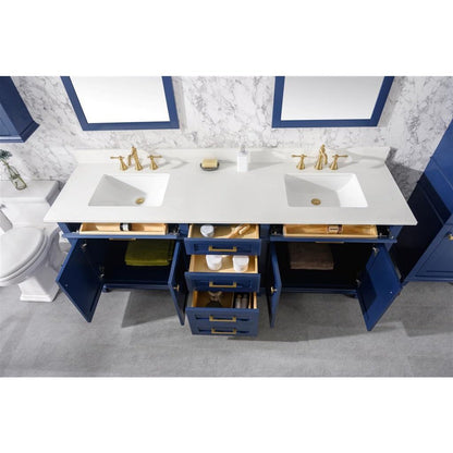 Legion Furniture 80" Blue Double Sink Vanity Cabinet With Carrara White Quartz Top Wlf2280-Cw-Qz WLF2280-B