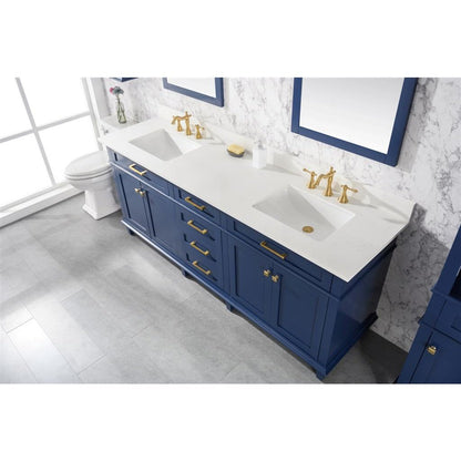 Legion Furniture 80" Blue Double Sink Vanity Cabinet With Carrara White Quartz Top Wlf2280-Cw-Qz WLF2280-B