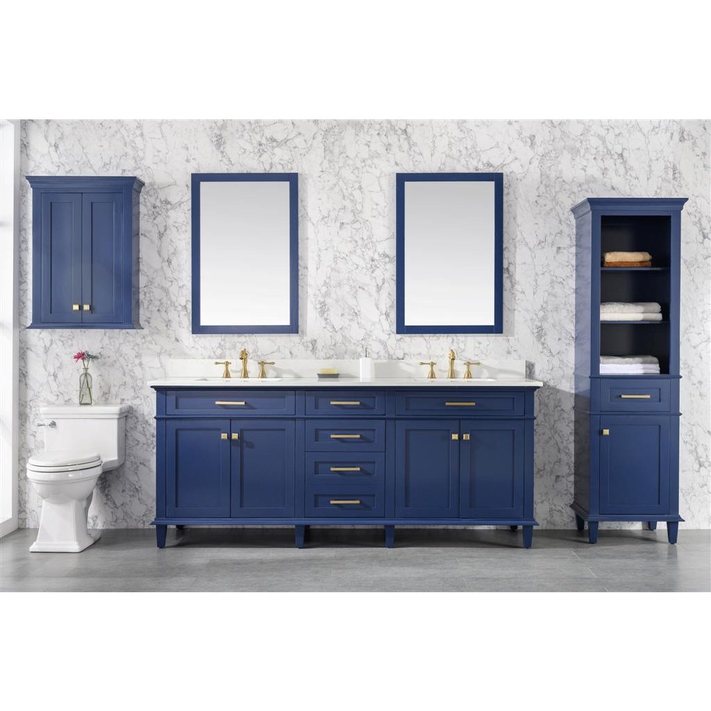 Legion Furniture 80" Blue Double Sink Vanity Cabinet With Carrara White Quartz Top Wlf2280-Cw-Qz WLF2280-B