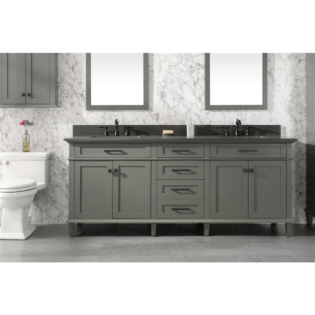 Legion Furniture 80" Pewter Green Double Single Sink Vanity Cabinet With Blue Lime Stone Quartz Top Wlf2280-Bs-Qz WLF2280-PG