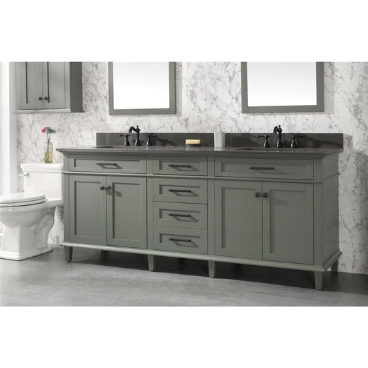 Legion Furniture 80" Pewter Green Double Single Sink Vanity Cabinet With Blue Lime Stone Quartz Top Wlf2280-Bs-Qz WLF2280-PG