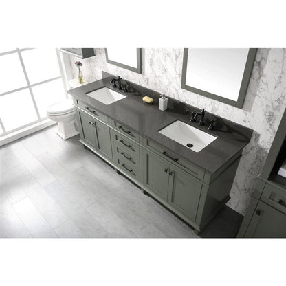 Legion Furniture 80" Pewter Green Double Single Sink Vanity Cabinet With Blue Lime Stone Quartz Top Wlf2280-Bs-Qz WLF2280-PG