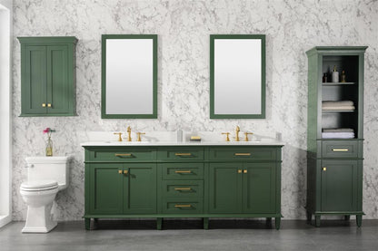 80" Haven Vanity with Double Sinks and Carrara Marble Top in Vogue Green Finish