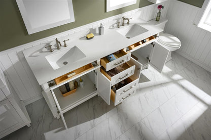 80" Haven Vanity with Double Sinks and Carrara Marble Top in White Finish