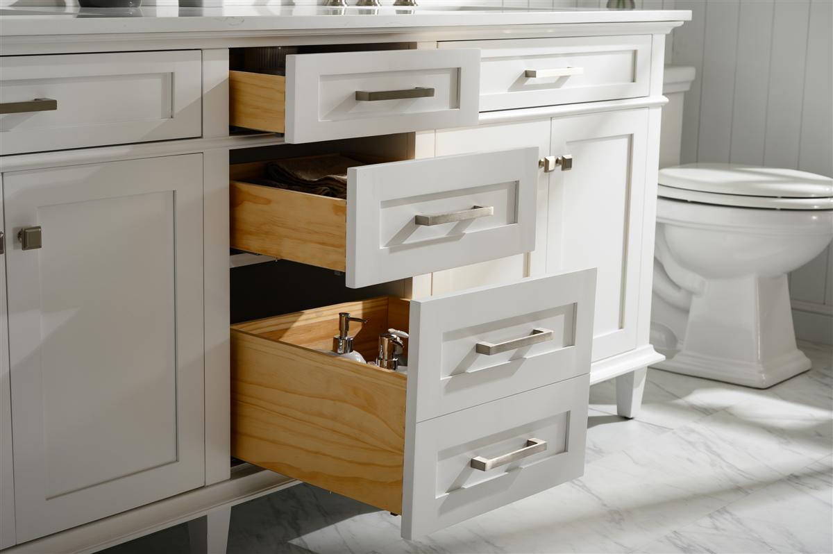 80" Haven Vanity with Double Sinks and Carrara Marble Top in White Finish