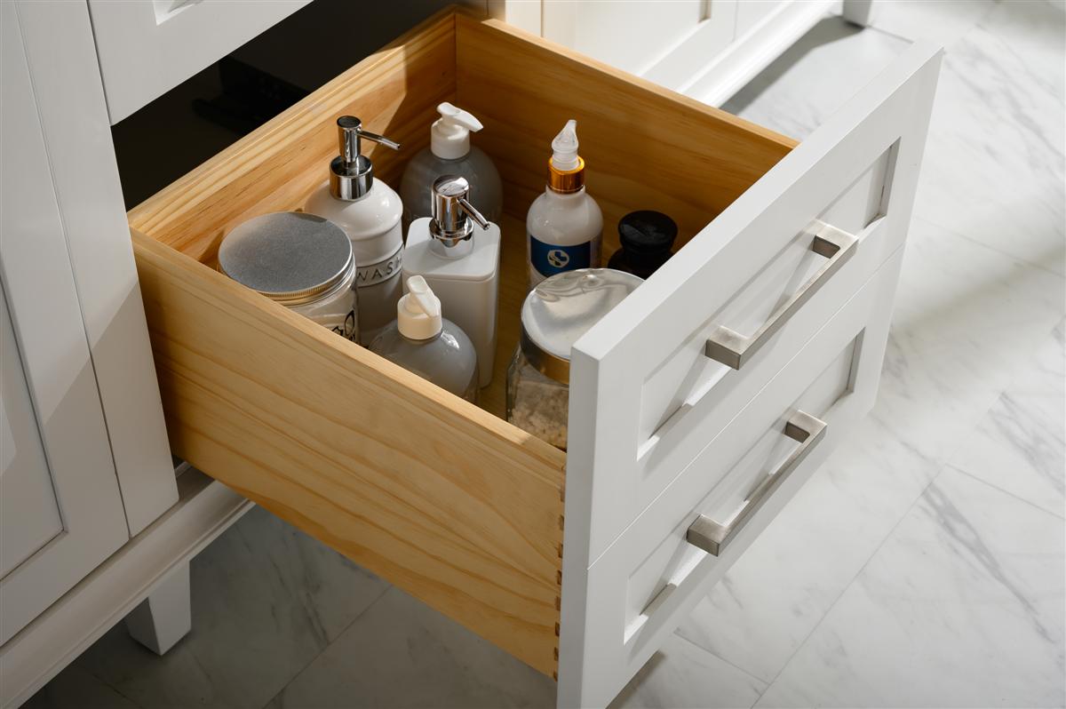 80" Haven Vanity with Double Sinks and Carrara Marble Top in White Finish