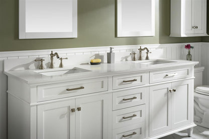 80" Haven Vanity with Double Sinks and Carrara Marble Top in White Finish