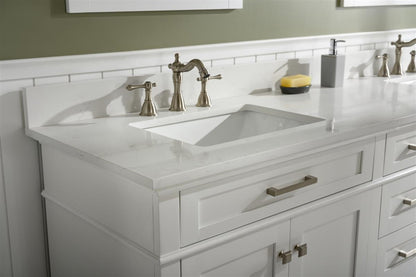 80" Haven Vanity with Double Sinks and Carrara Marble Top in White Finish