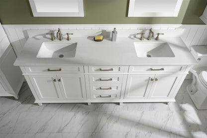 80" Haven Vanity with Double Sinks and Carrara Marble Top in White Finish