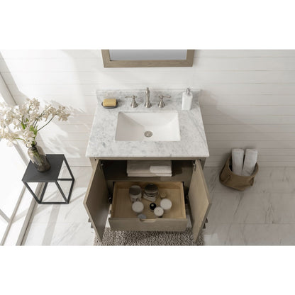 Legion Furniture 30" Antique Gray Oak Vanity With Carrara White Top WLF7040-30-AGO-CW