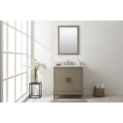 Legion Furniture 30" Antique Gray Oak Vanity With Carrara White Top WLF7040-30-AGO-CW