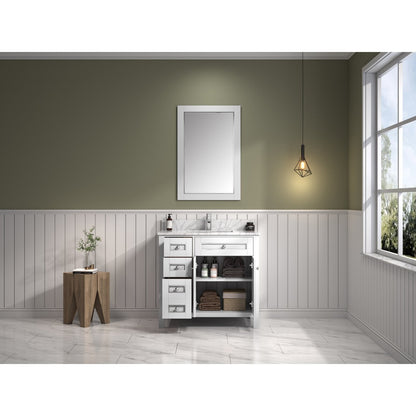 Legion Furniture 36" White Finish Sink Vanity Cabinet With Carrara White Top WV2236-W