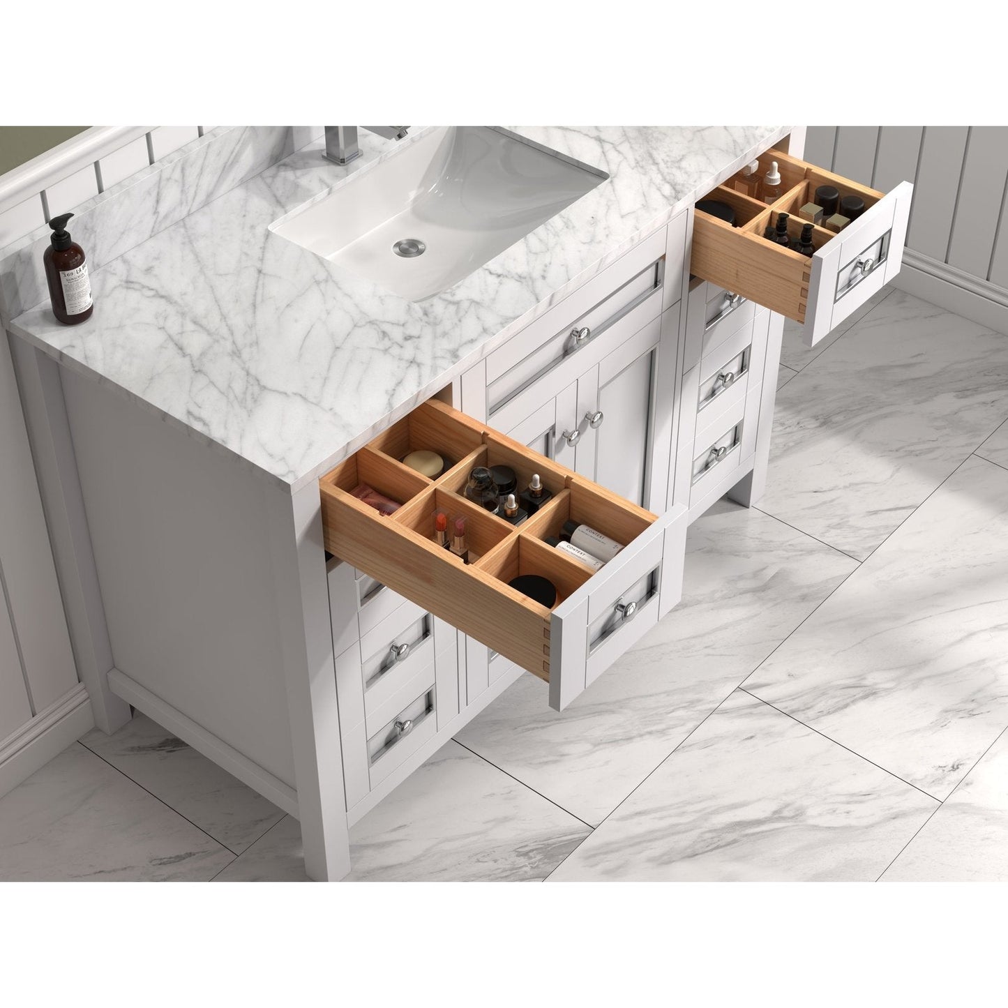 Legion Furniture 48" White Finish Sink Vanity Cabinet With Carrara White Top WV2248-W