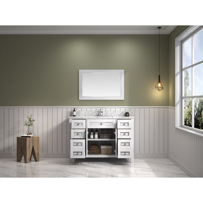 Legion Furniture 48" White Finish Sink Vanity Cabinet With Carrara White Top WV2248-W