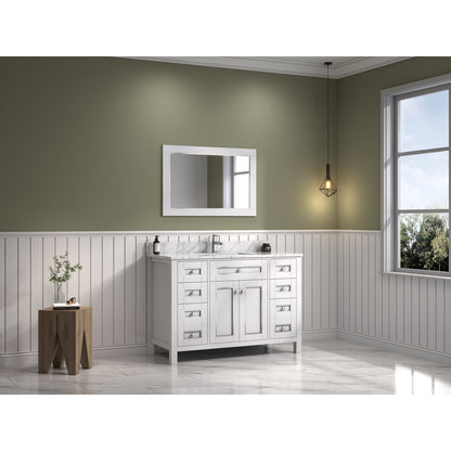 Legion Furniture 48" White Finish Sink Vanity Cabinet With Carrara White Top WV2248-W