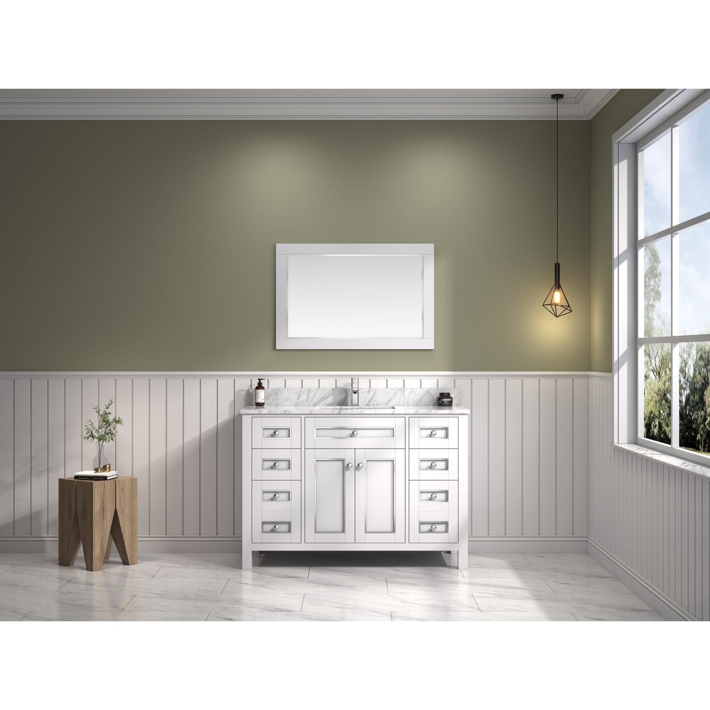 Legion Furniture 48" White Finish Sink Vanity Cabinet With Carrara White Top WV2248-W