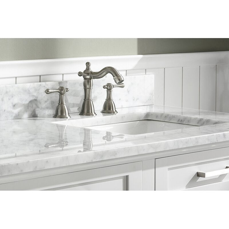 Brushed Nickel Widespread Bathroom Faucet with Drain Assembly