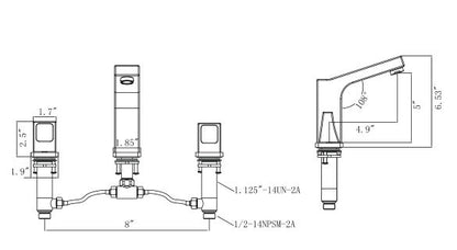 ZY1003-GB Legion Furniture Widespread Double Handle Bathroom Faucet with Drain Assembly