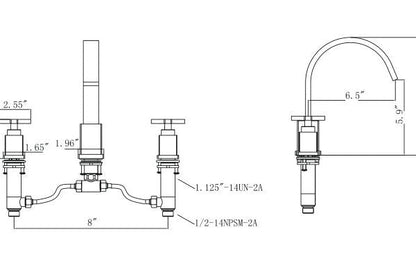 ZY2511-OR Legion Furniture Widespread Double Handle Bathroom Faucet with Drain Assembly