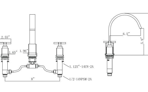 ZY2511-BN Legion Furniture Widespread Double Handle Bathroom Faucet with Drain Assembly