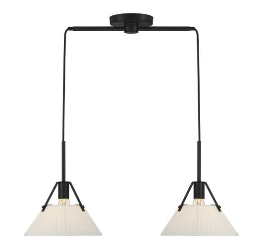 2-Light Linear Chandelier in Matte Black