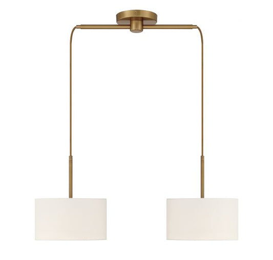 2-Light Linear Chandelier in Natural Brass