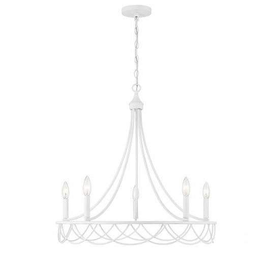 5-Light Chandelier in Distressed White