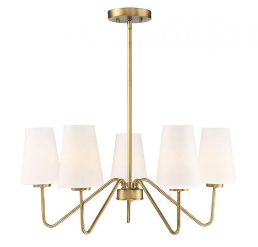 5-Light Chandelier in Natural Brass