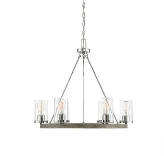 6-Light Chandelier in Greywood Chrome