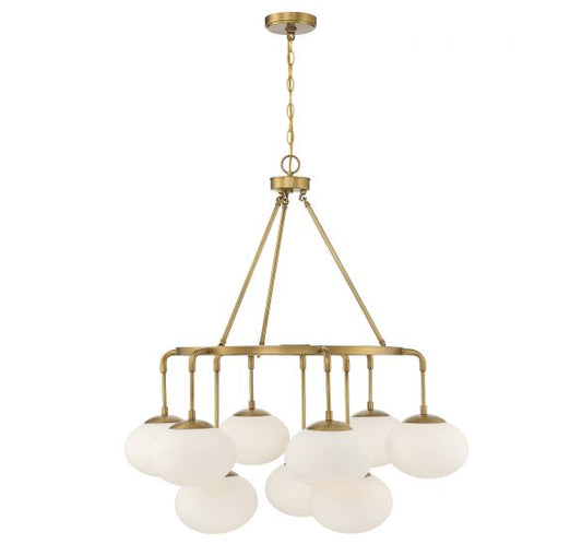 9-Light Chandelier in Natural Brass