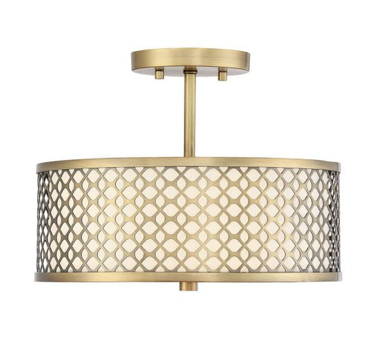 2-Light Ceiling Light in Natural Brass