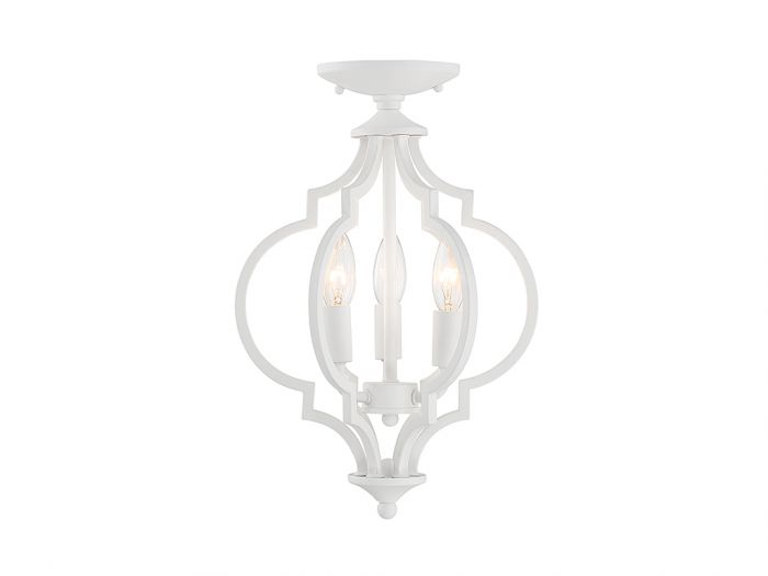 3-Light Convertible Semi-Flush or Pendant in Bisque White