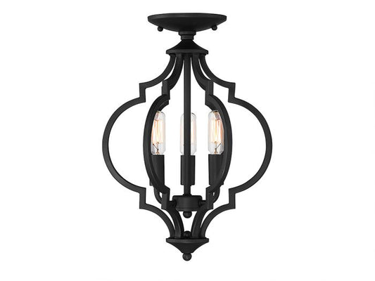 3-Light Convertible Semi-Flush or Pendant in Matte Black